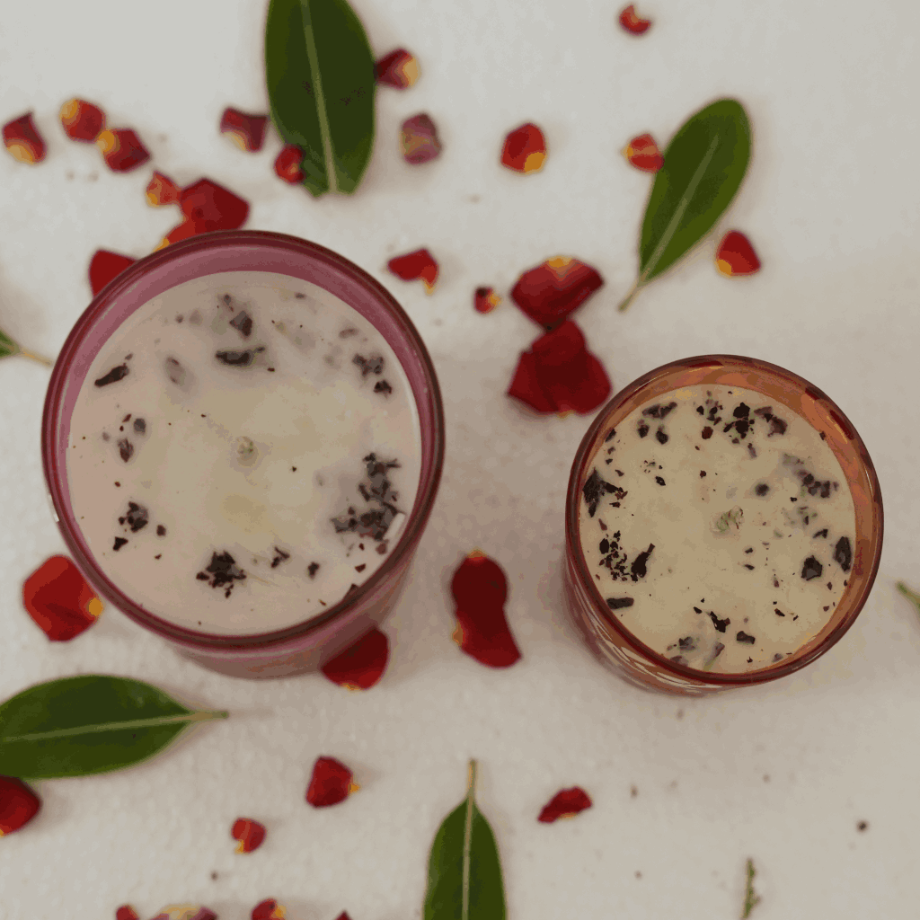 Beautiful Aromatic Soy Wax Glass candles with flower petals (Combo of 2)